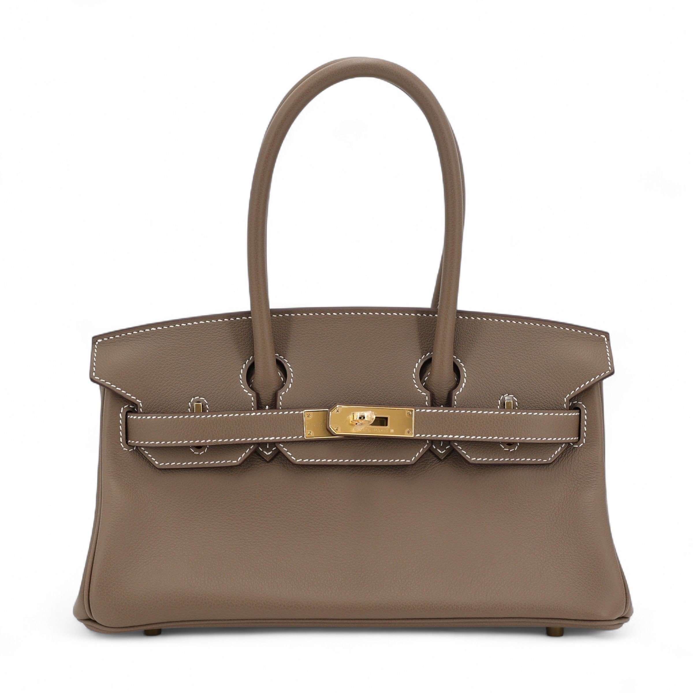 Hermes Brand New ( Rank N ) HERMÈS Birkin Shoulder Light 29 Etoupe (18) Evercolor Gold hardware K (2025)