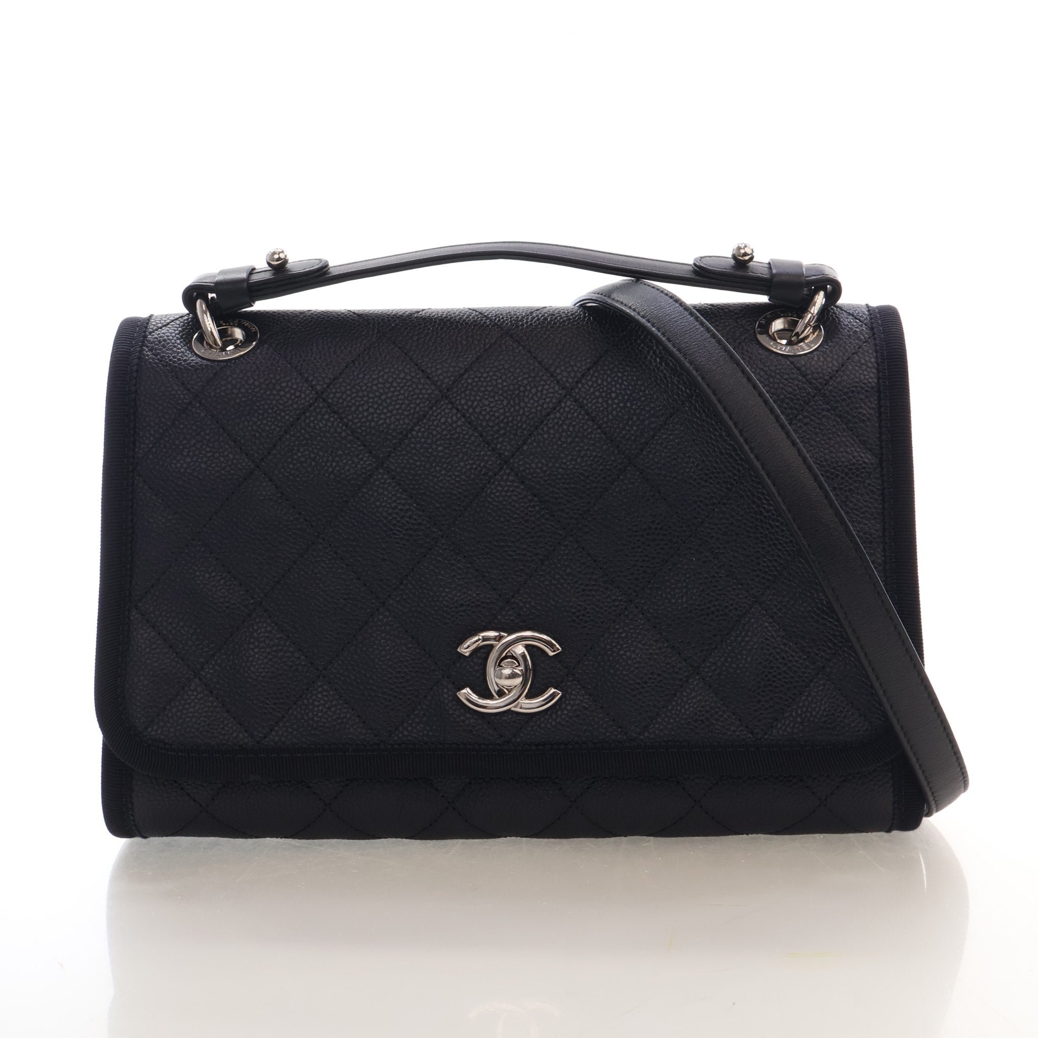 Chanel Caviar Bicolor Top Handle Flap Satchel