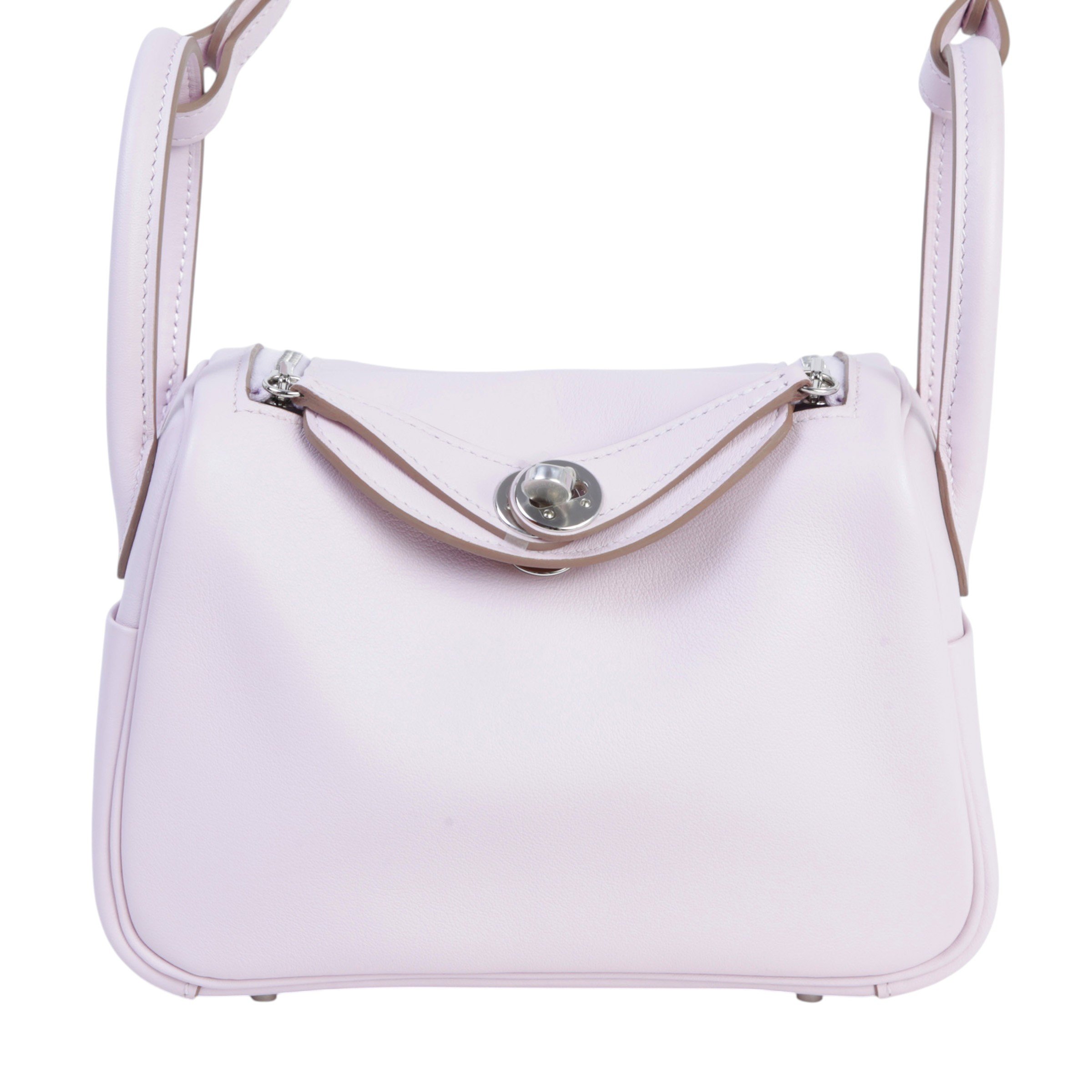 Hermes Unused ( Rank NS ) HERMÈS Mini Lindy II Mauve Pale (09) Gold (37) Swift Palladium hardware B (2023)