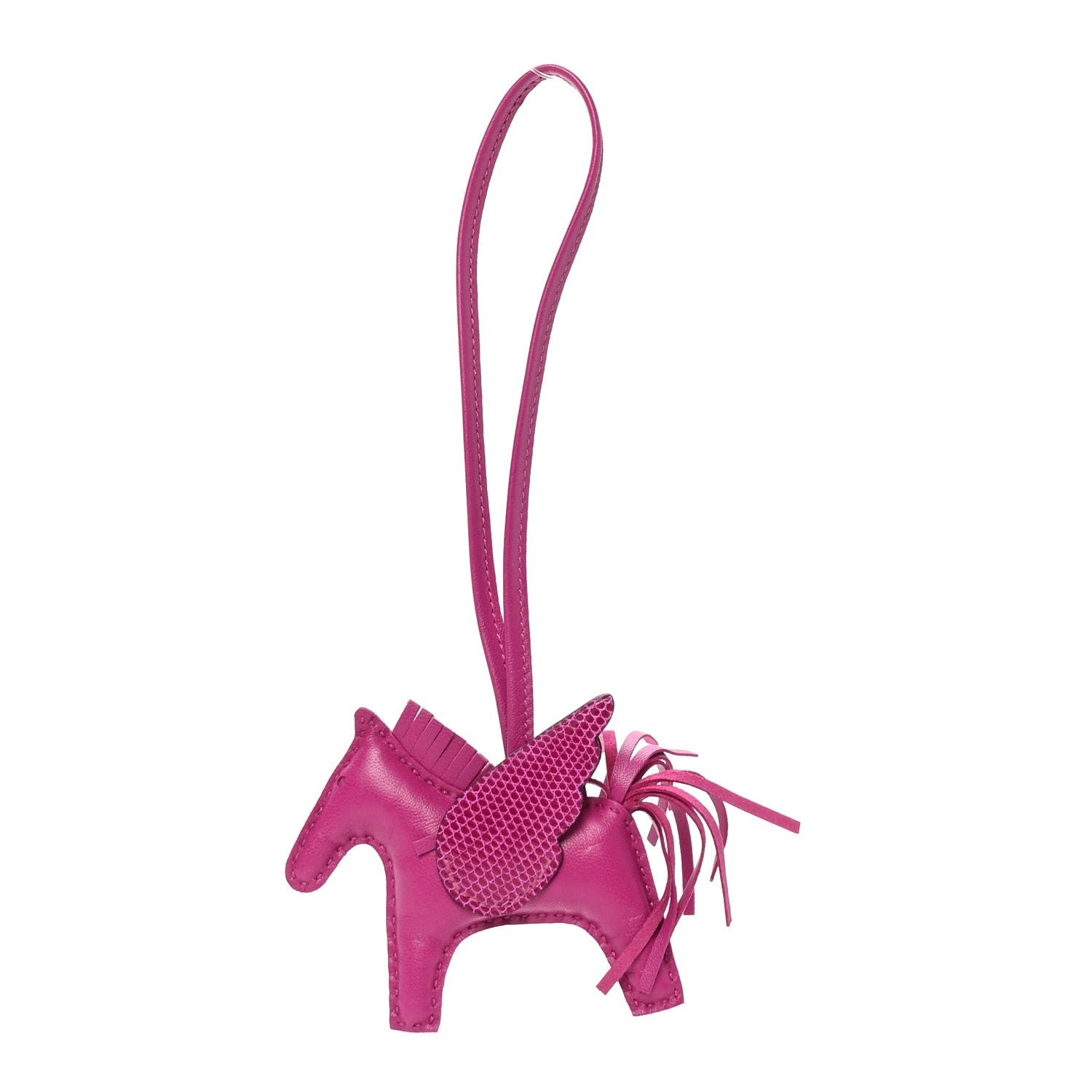 Hermes Hermes Milo Lambskin Lizard Touch Grigri Rodeo Pegase Horse Bag Charm PM Rose Poupre