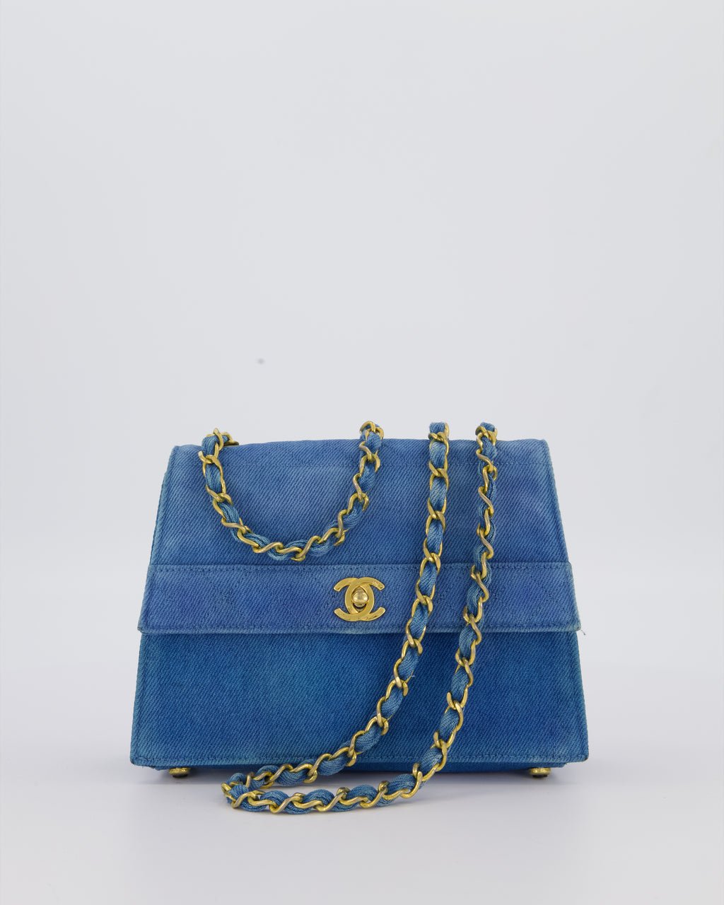 *SUPER RARE* Chanel Vintage Denim Straight Flap Bag with 24K Gold Hardware