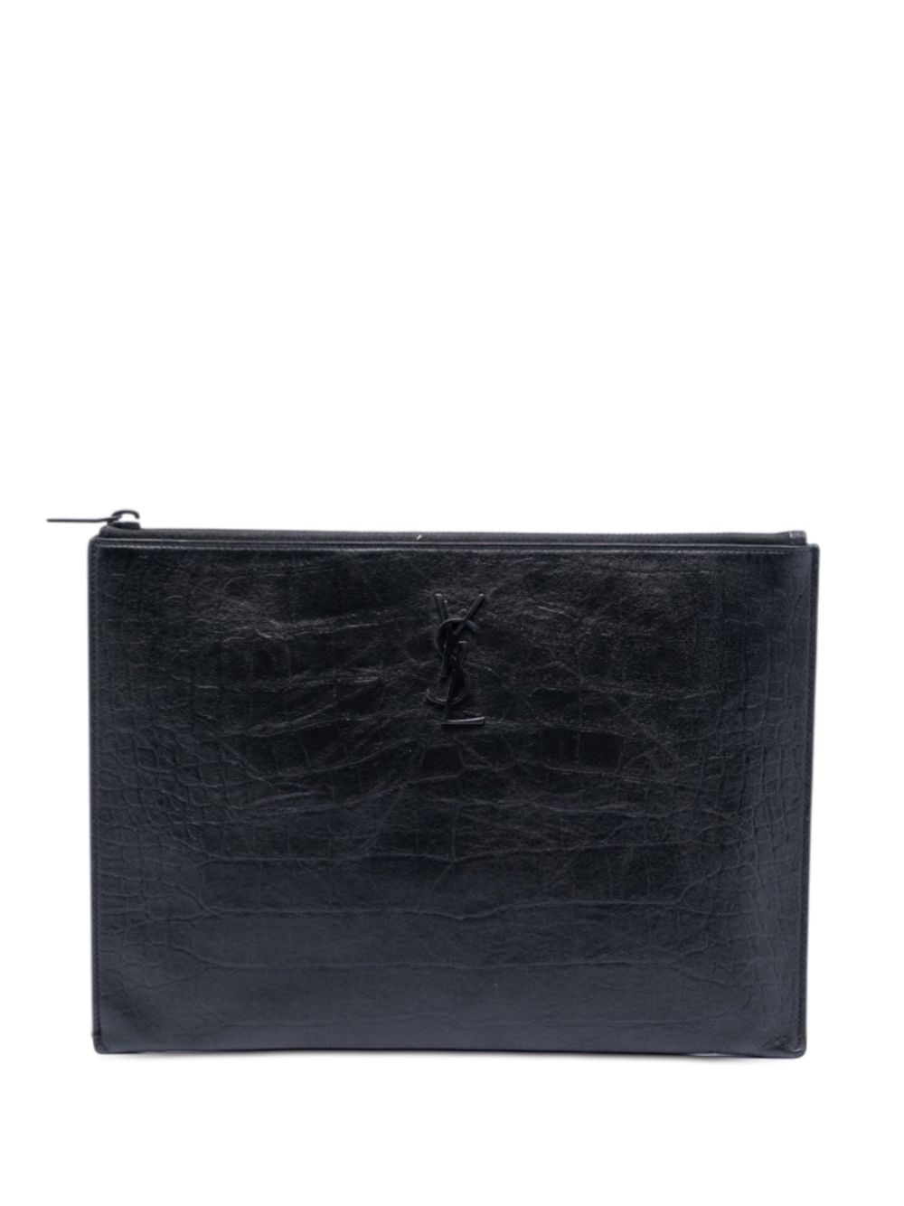 Saint Laurent 2018 Croc Embossed Leather Monogram Document Holder clutch bag