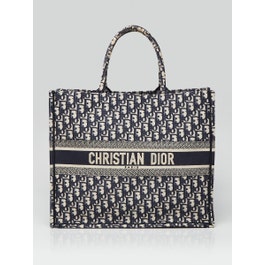 Christian Dior Blue Oblique Canvas Large Book Tote Bag