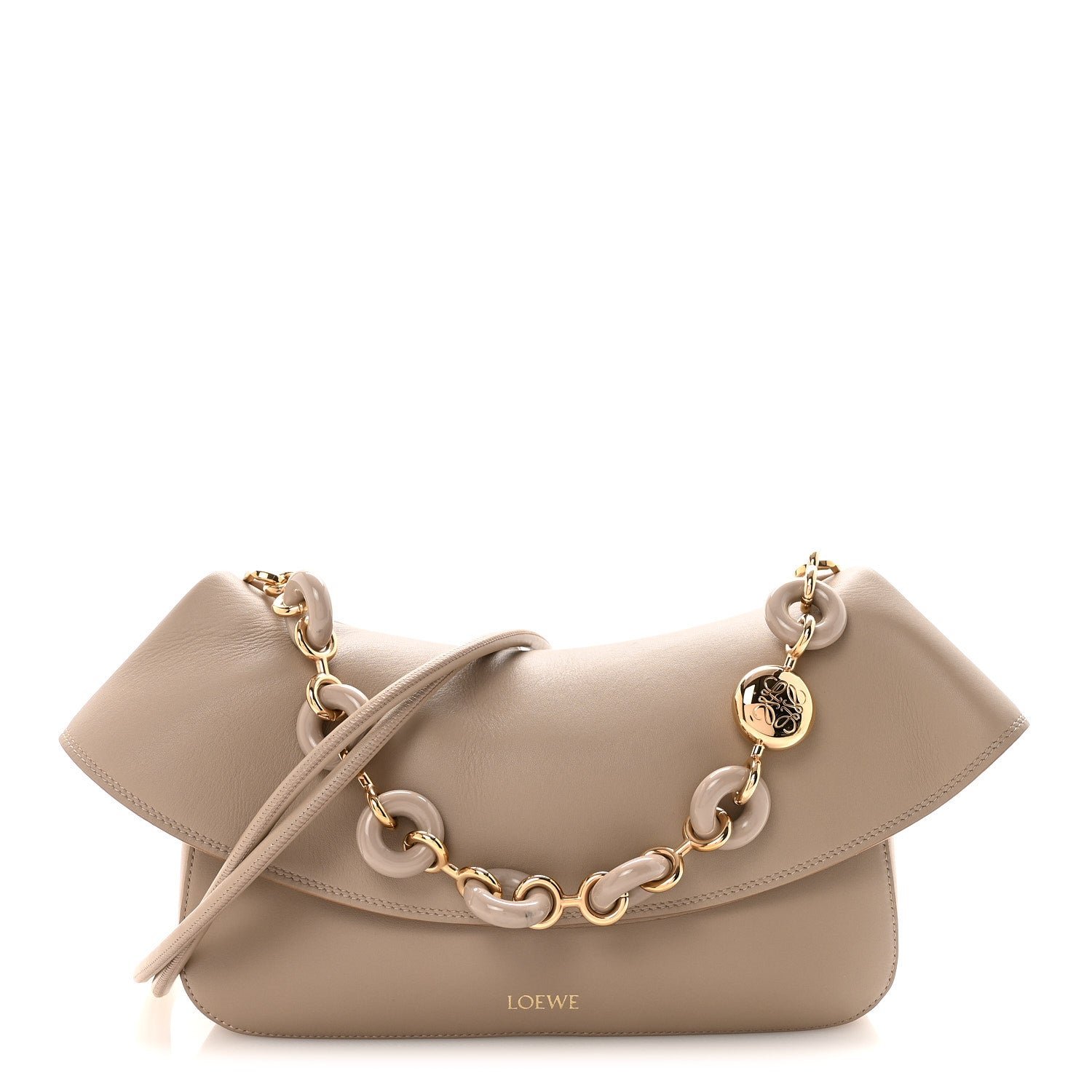 Loewe Smooth Calfskin Donut Chain Medium Ola Shoulder Bag Sand