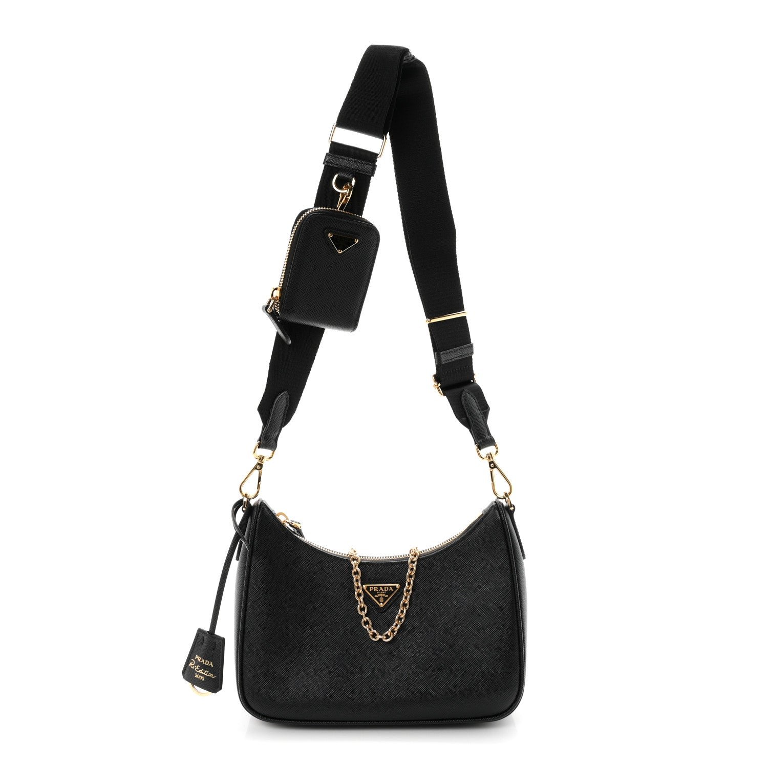 Prada Saffiano Lux Re-Edition 2005 Shoulder Bag Black