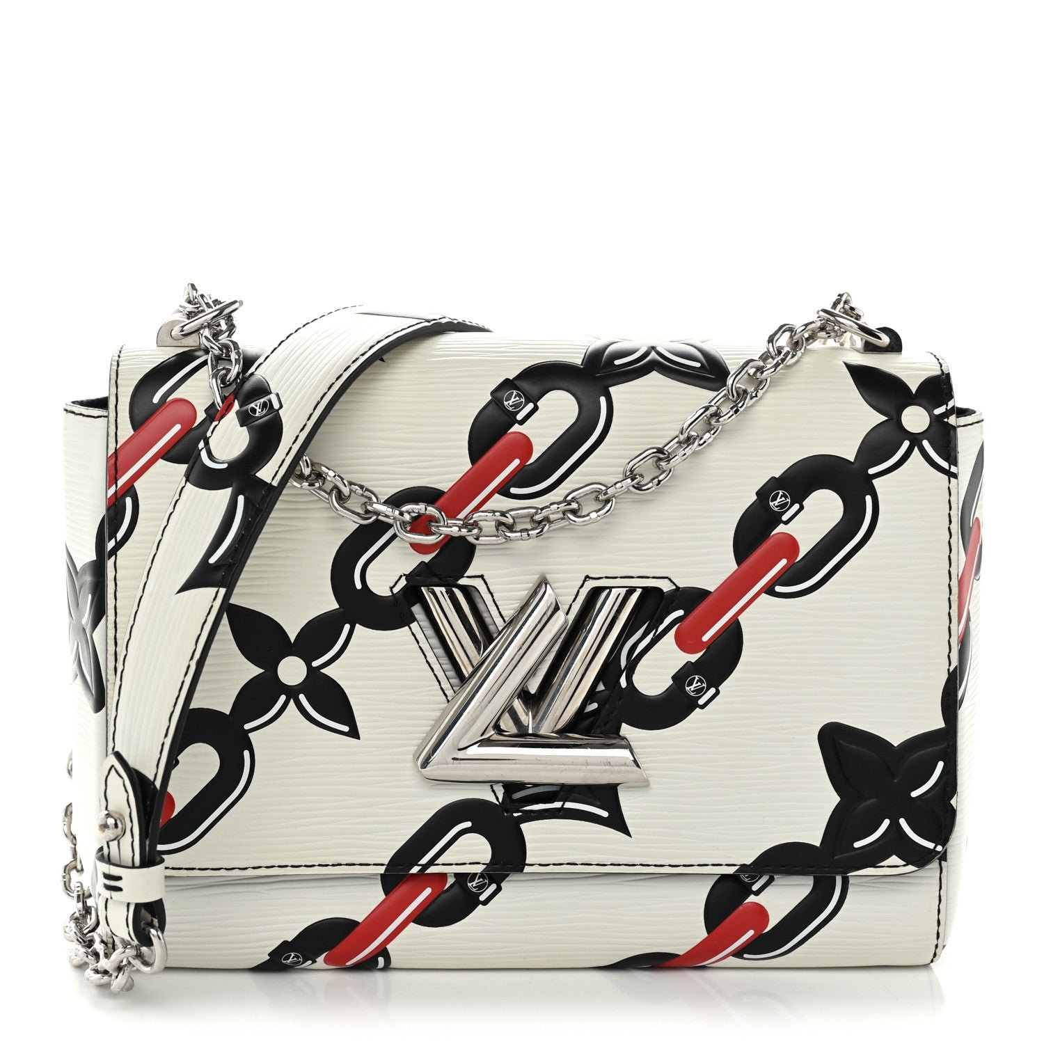 Louis Vuitton Epi Chain Flower Twist Shoulder Bag MM White