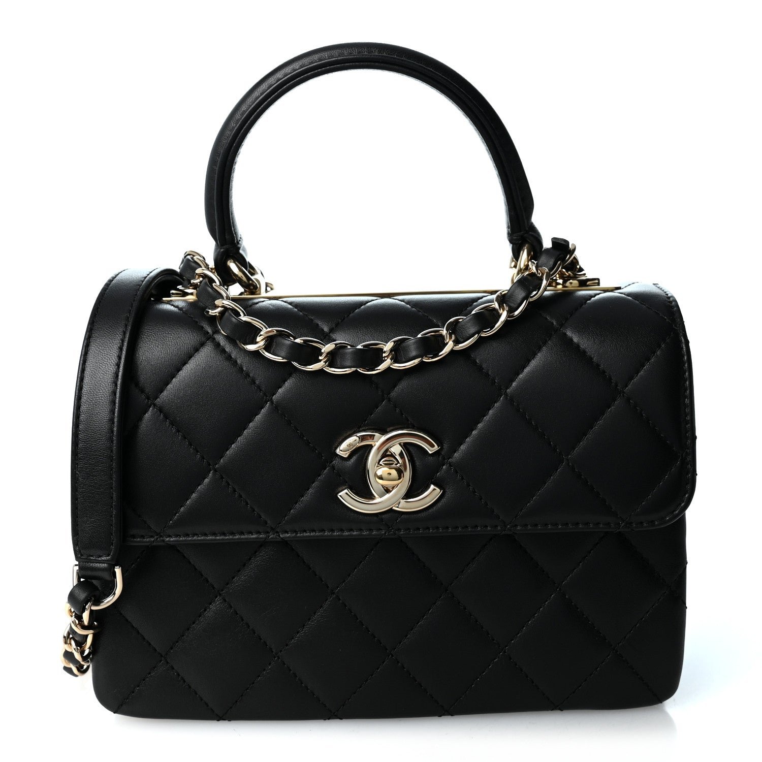 Chanel Lambskin Quilted Mini Trendy CC Dual Handle Flap Bag Black