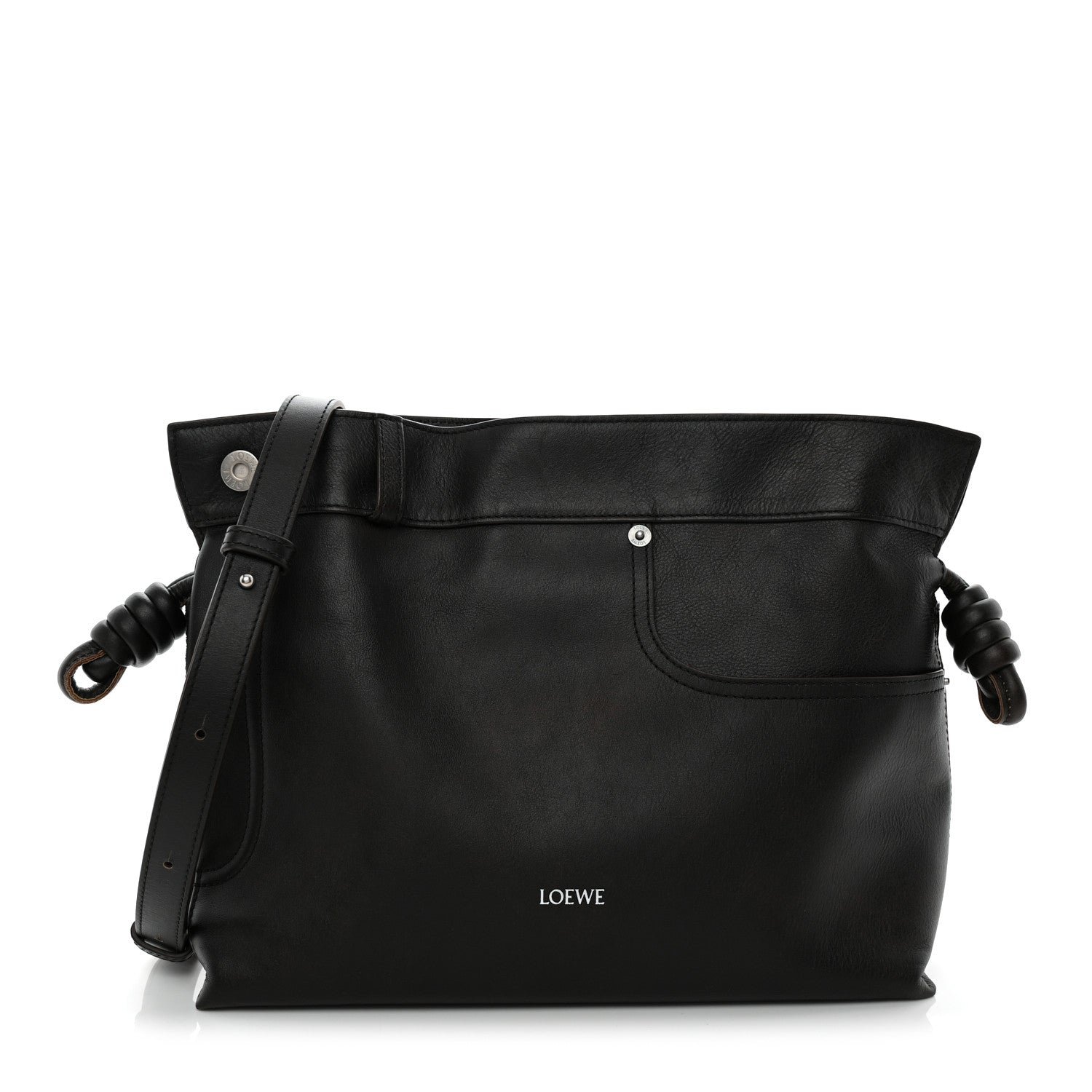 Loewe Shiny Calfskin Medium Panta Flamenco Knot Bag Vintage Brown