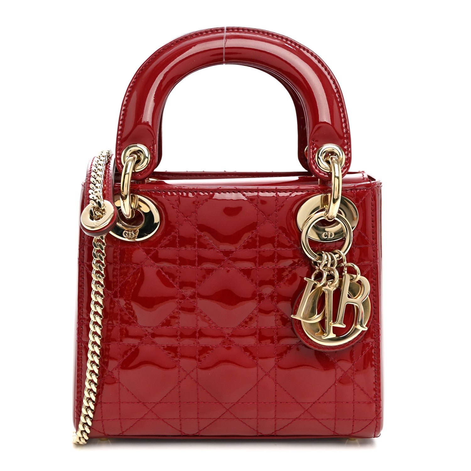 Christian Dior Patent Cannage Mini Lady Dior Red