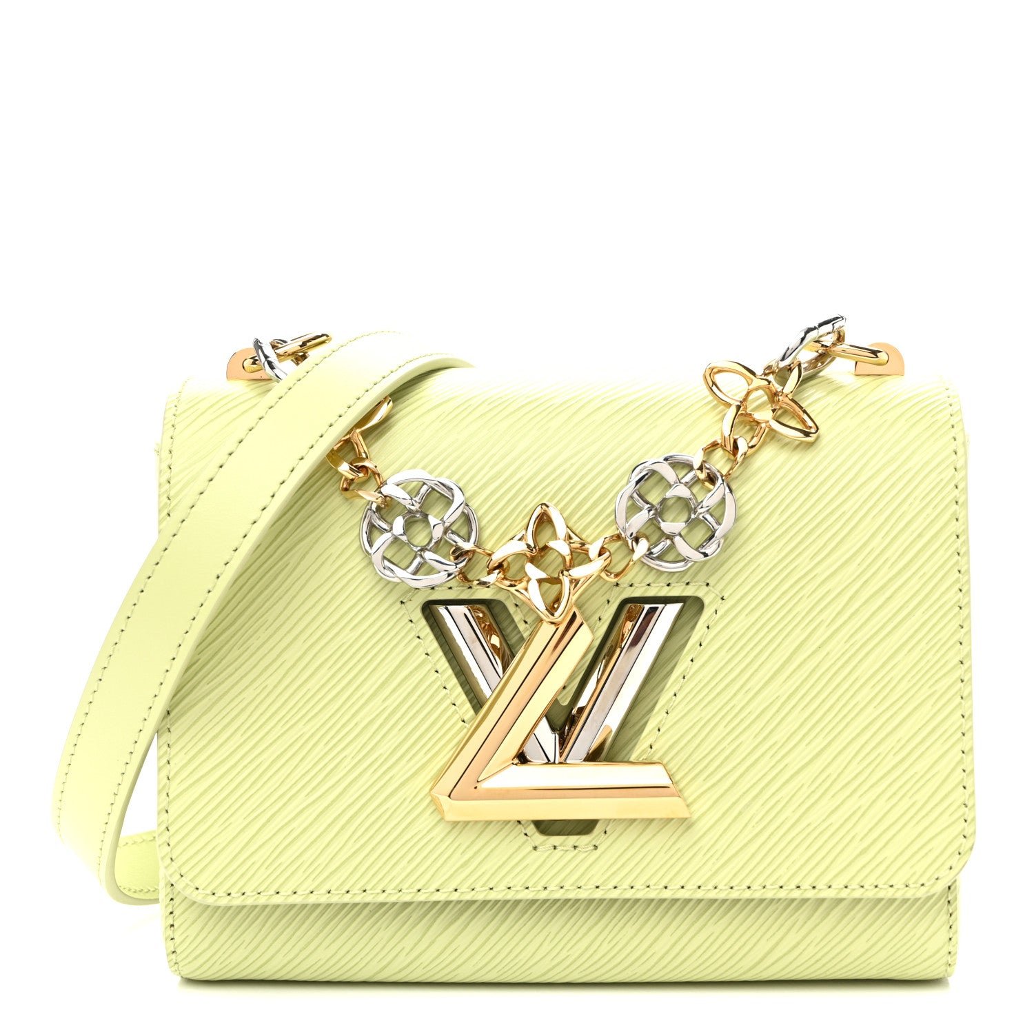 Louis Vuitton Epi Twist Flowers Chain Shoulder Bag Mini Light Green