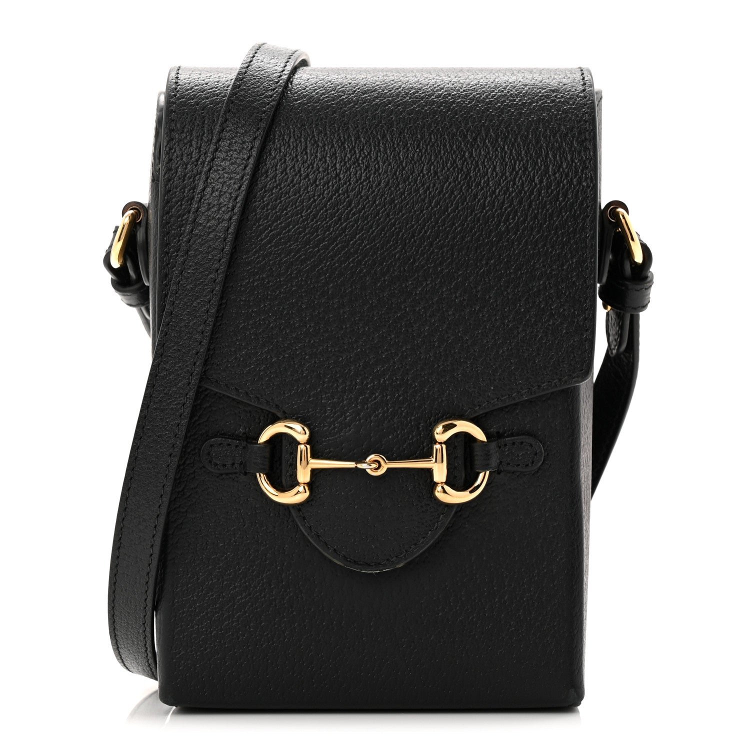 Gucci Dollar Calfskin Vertical Horsebit 1955 Crossbody Bag Black