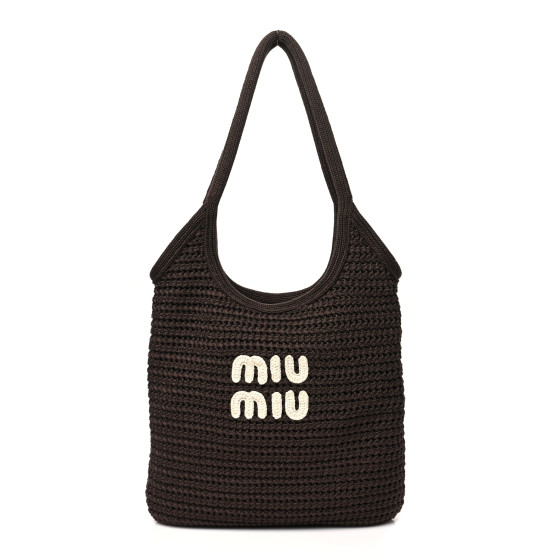Miu Miu Cotton Crochet Ivy Bag Cacao Talco