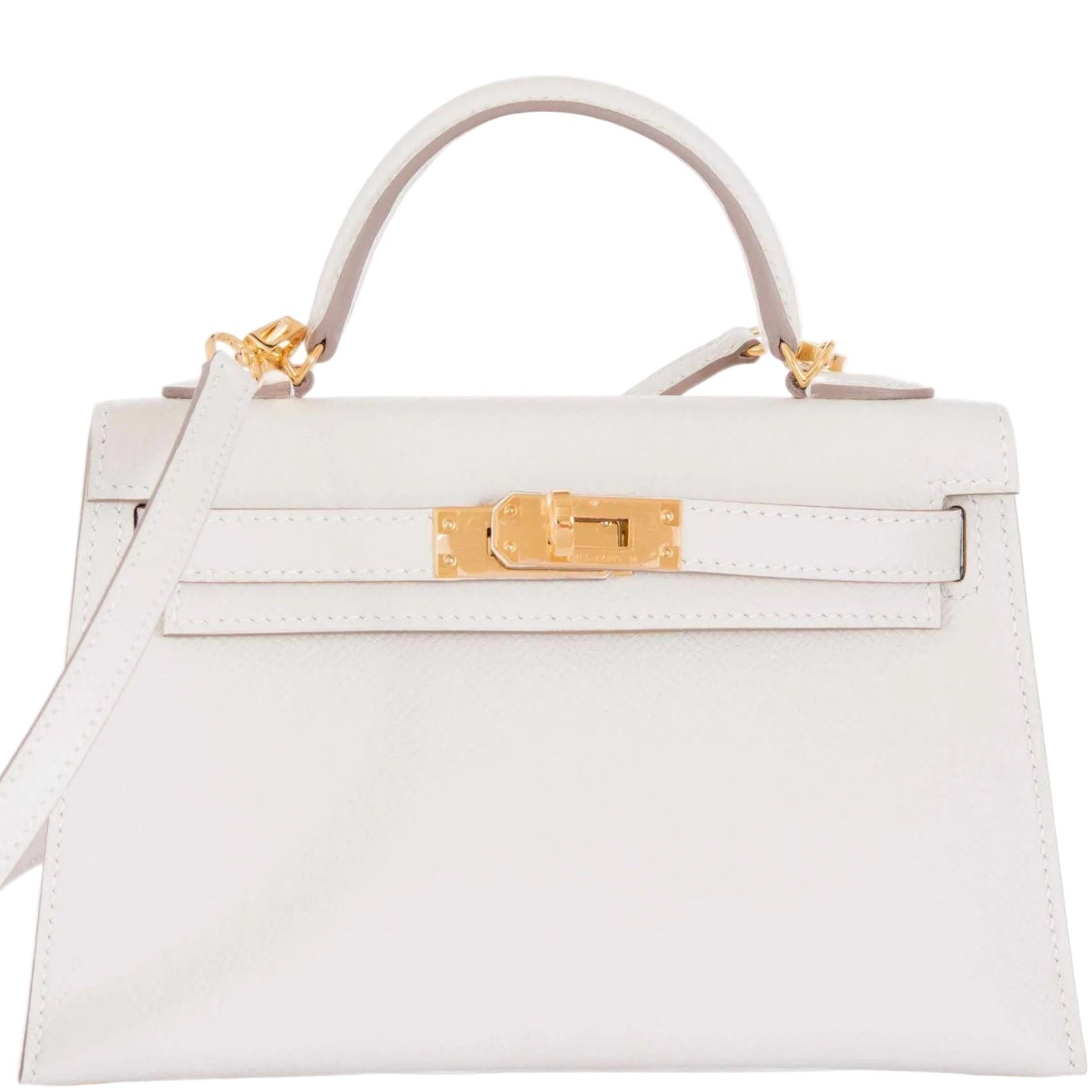 Hermes Hermès Kelly 20 Mini II Sellier Craie Epsom Gold Hardware