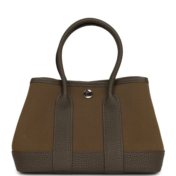 Hermes Garden Party Neo 23 Vert Olive Toile Officier Canvas and Vert Loden Negonda Palladium Hardware