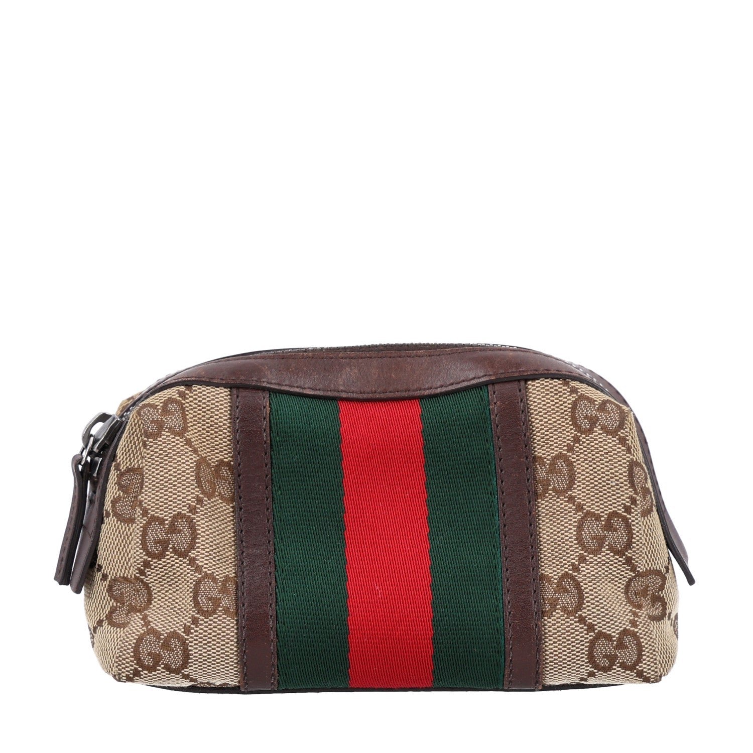 Gucci Monogram Web Small Cosmetic Case Dark Brown