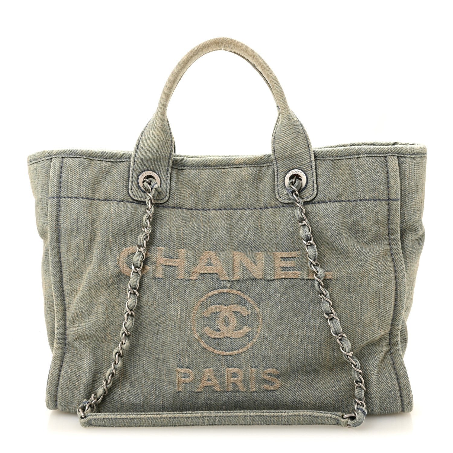 Chanel Denim Small Deauville Tote  Light Blue