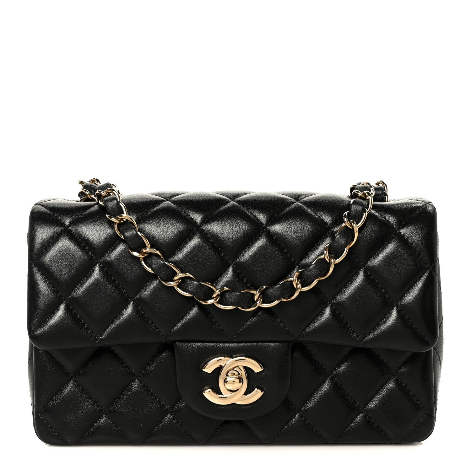 Chanel Lambskin Quilted Mini Rectangular Flap Black