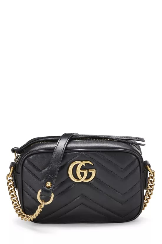 Black Leather GG Marmont Shoulder Bag Mini