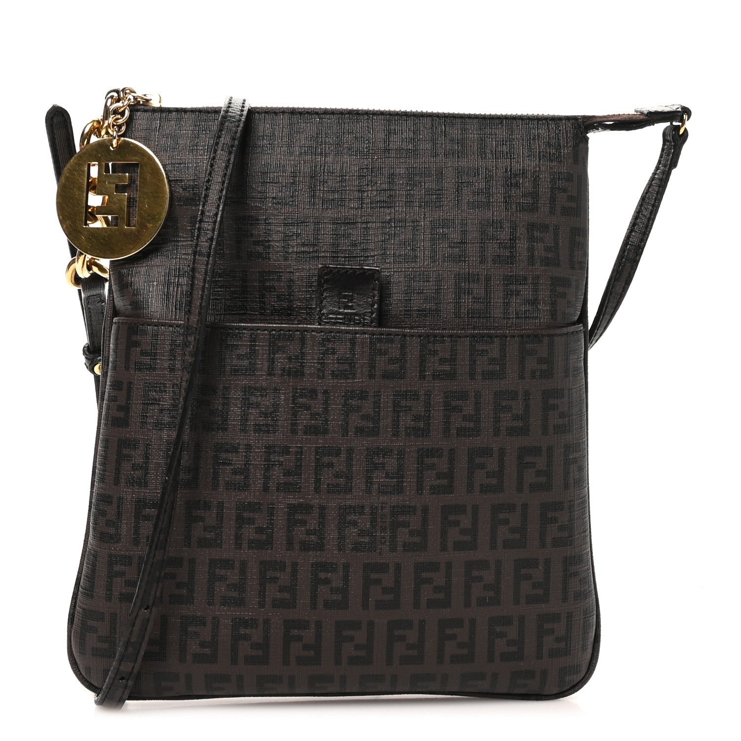 Fendi Zucchino Spalmati Forever Small Crossbody Moro Black