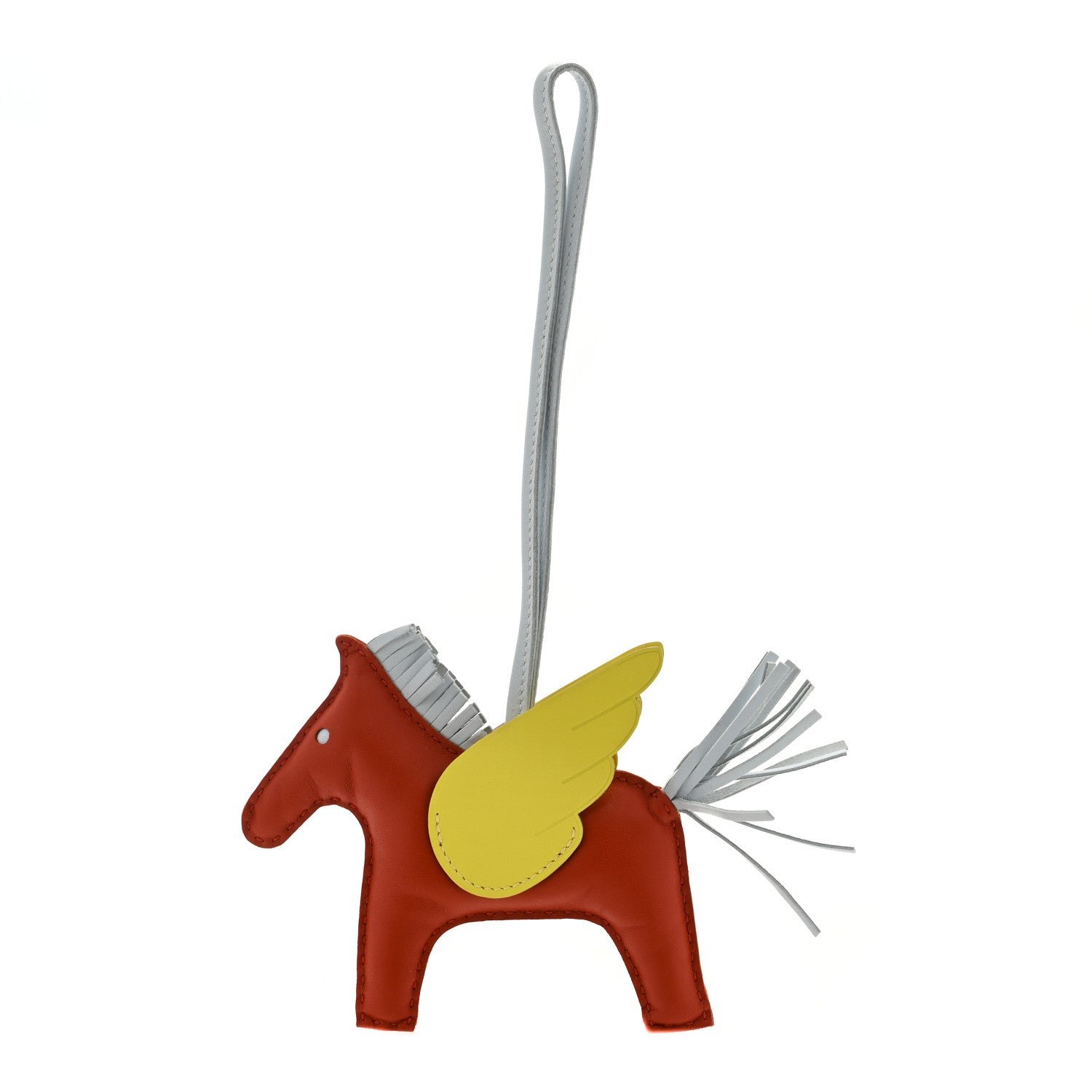 Hermes Milo Lambskin Grigri Rodeo Pegase Horse Bag Charm MM Cornaline