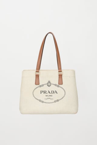 Canvas & Leather Logo Tote Bag