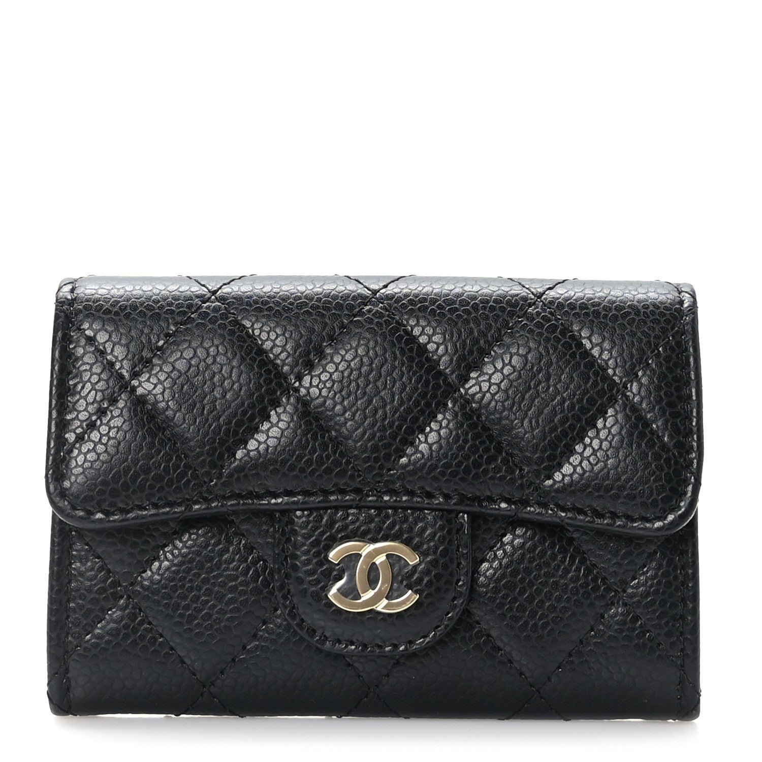 Chanel Caviar Quilted Flap Card Holder Wallet Black