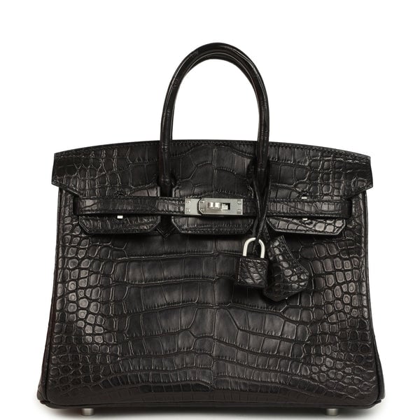 Hermes Hermes Special Order (HSS) Birkin 25 Black Matte Verso Alligator Brushed Palladium Hardware