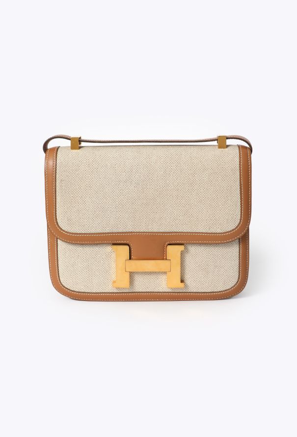 Hermes Vintage Toile & Gold Box Constance 23