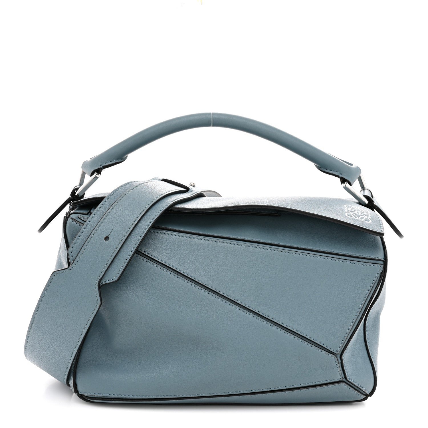 Loewe Calfskin Small Puzzle Bag Stone Blue