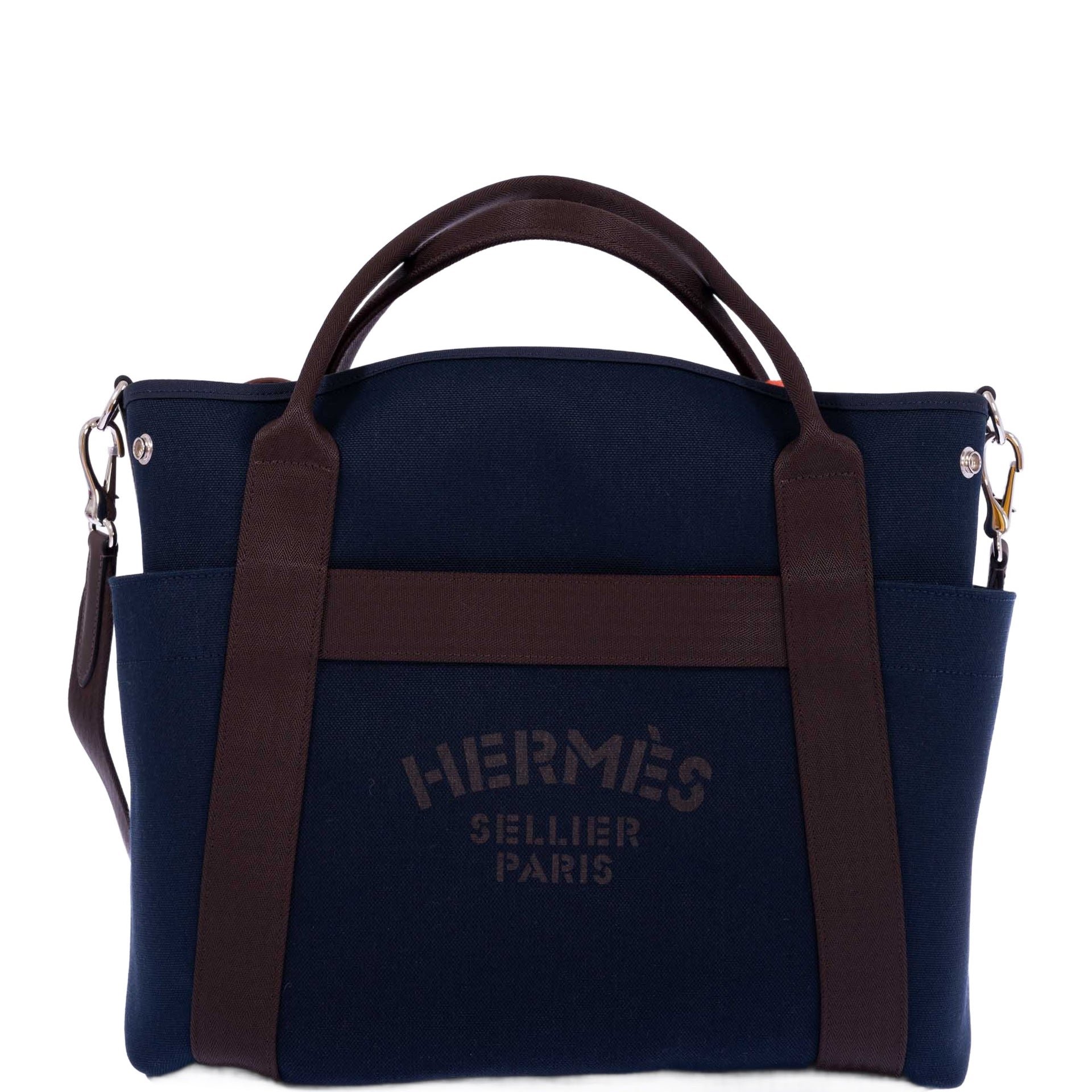 Hermès Toile Sac De Pansage Groom Bleu Navy Feu