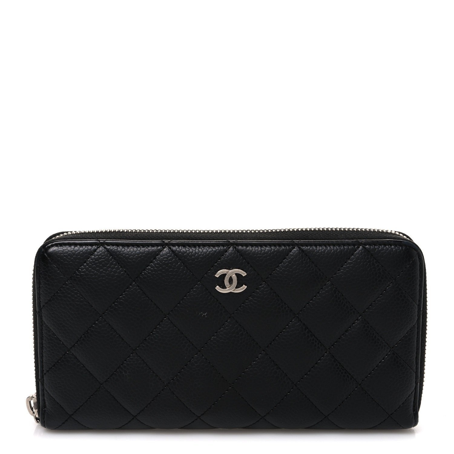 Chanel Caviar Quilted Large Gusset Zip Around Wallet Black