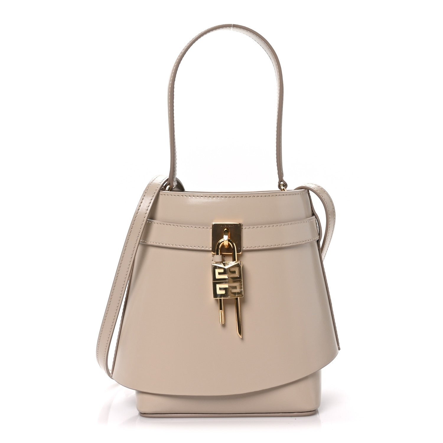 Givenchy Box Calfskin Shark Lock Bucket Bag Beige