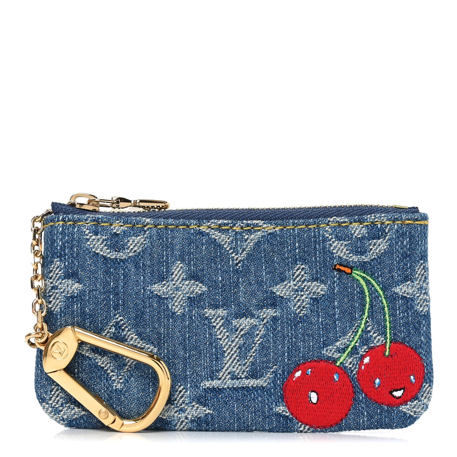 Louis Vuitton LV X TM Monogram Denim Cerises Key Pouch Blue