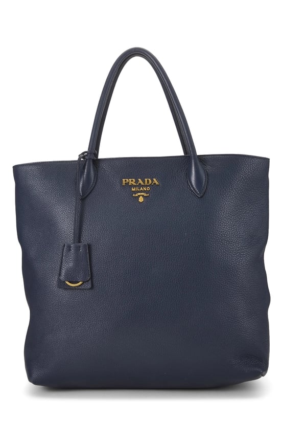 Navy Vitello Daino Convertible Tote