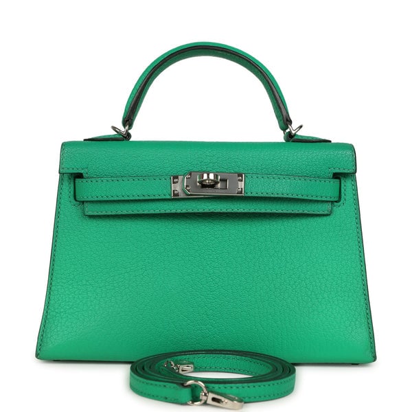 Hermes Pre-owned Hermes Kelly Sellier 20 Cactus Verso Chèvre Mysore Palladium Hardware