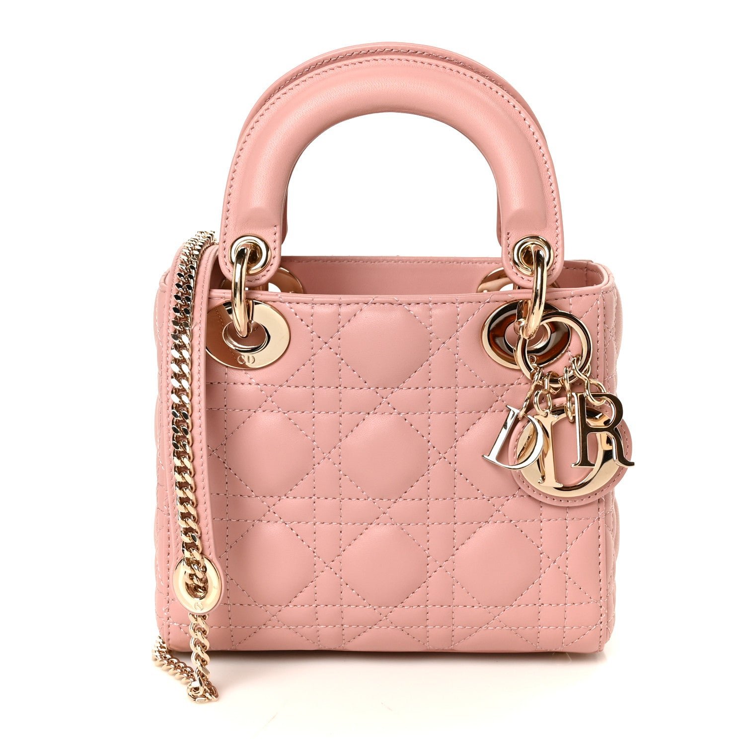 Christian Dior Lambskin Cannage Mini Lady Dior Light Pink