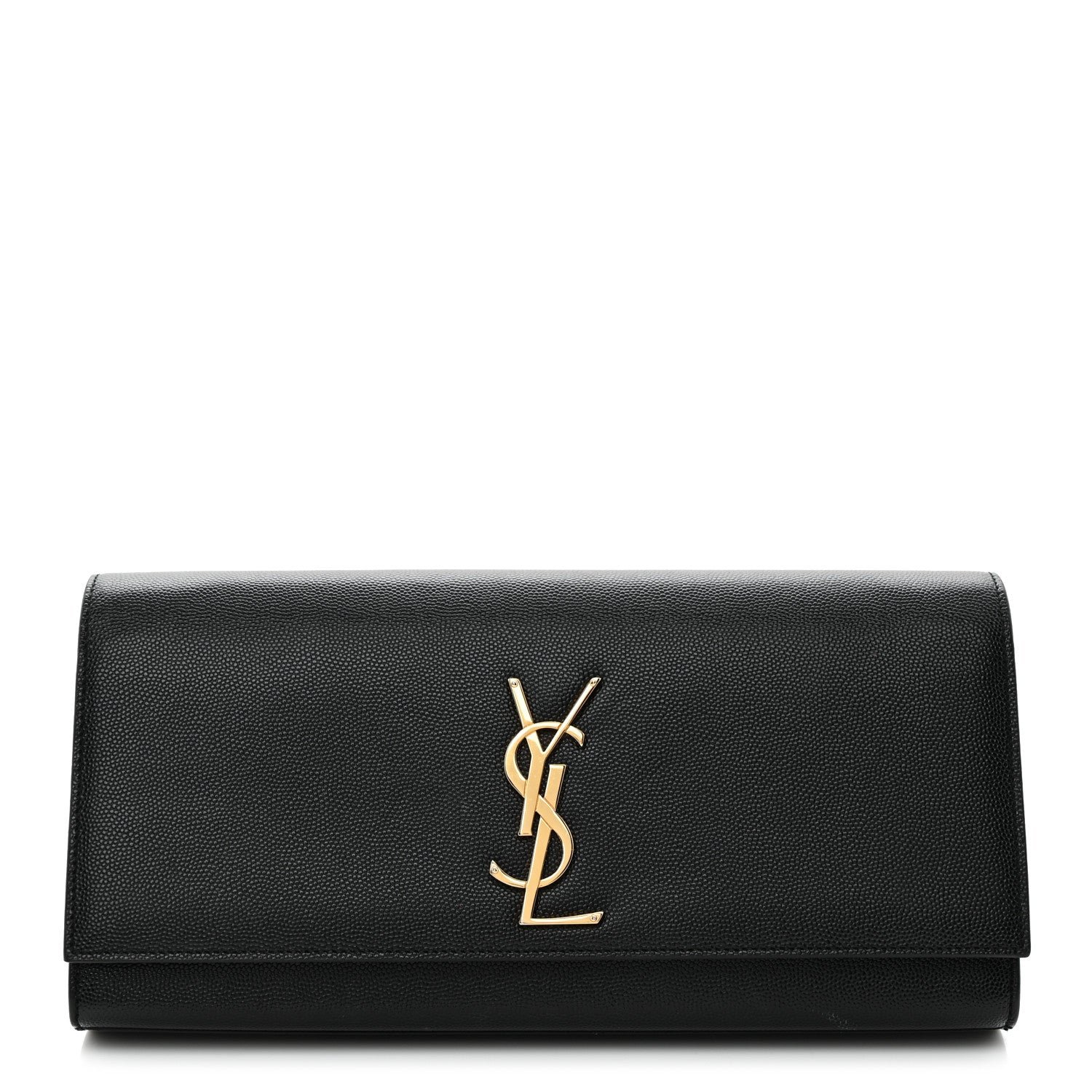 Saint Laurent Grain De Poudre Monogram Cassandre Clutch Black