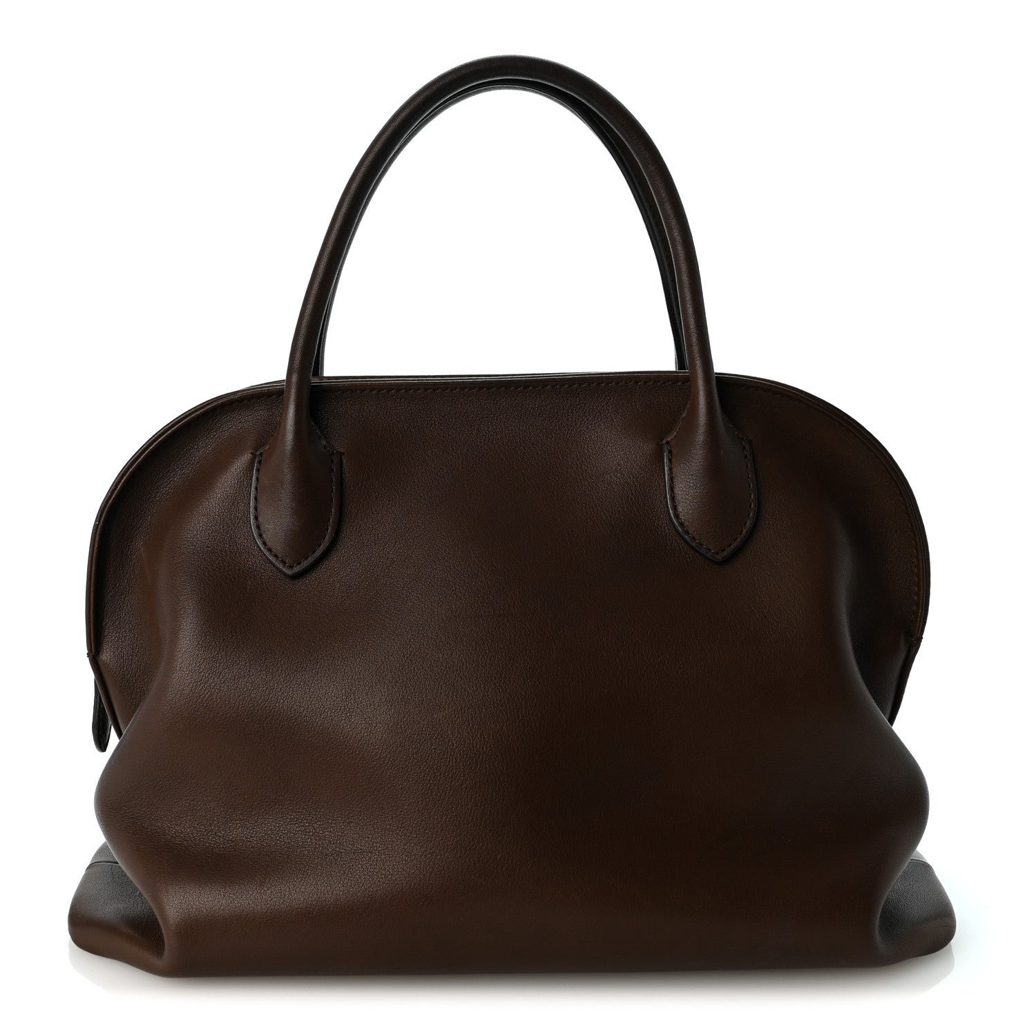 The Row Polished Saddle Calfskin Agnes Bag Deep Brown