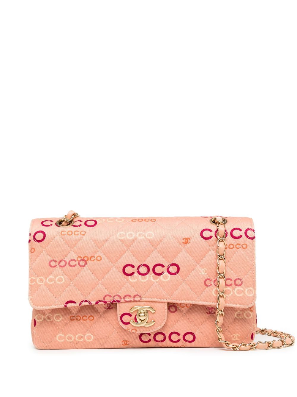 2002 logo print Double Flap shoulder bag
