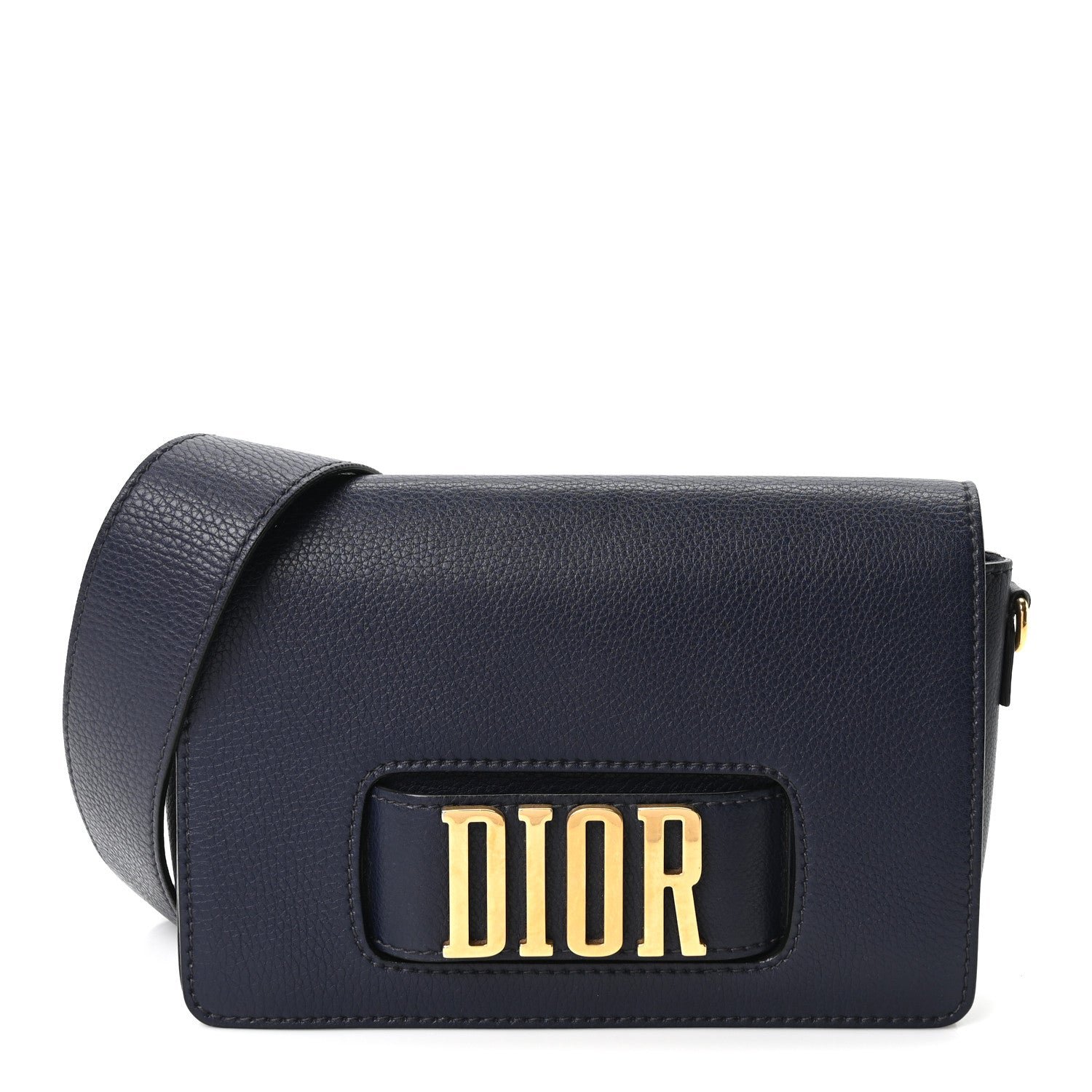 Christian Dior Grained Calfskin Dio(r)evolution Flap Bag Navy Blue