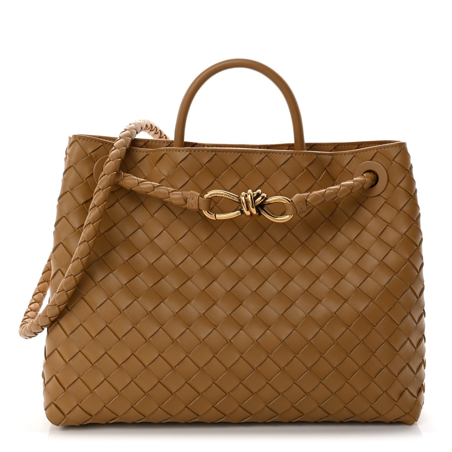 Bottega Veneta Nappa Intrecciato Medium Andiamo Shoulder Bag Dark Praline