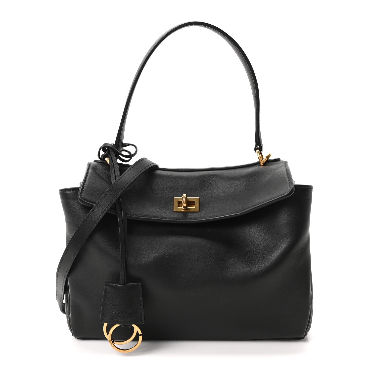Balenciaga Balenciaga Natural Smooth Calfskin Small Rodeo Top Handle Handbag Black