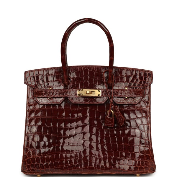 Vintage Hermes Birkin 30 Miel Shiny Niloticus Crocodile Gold Hardware