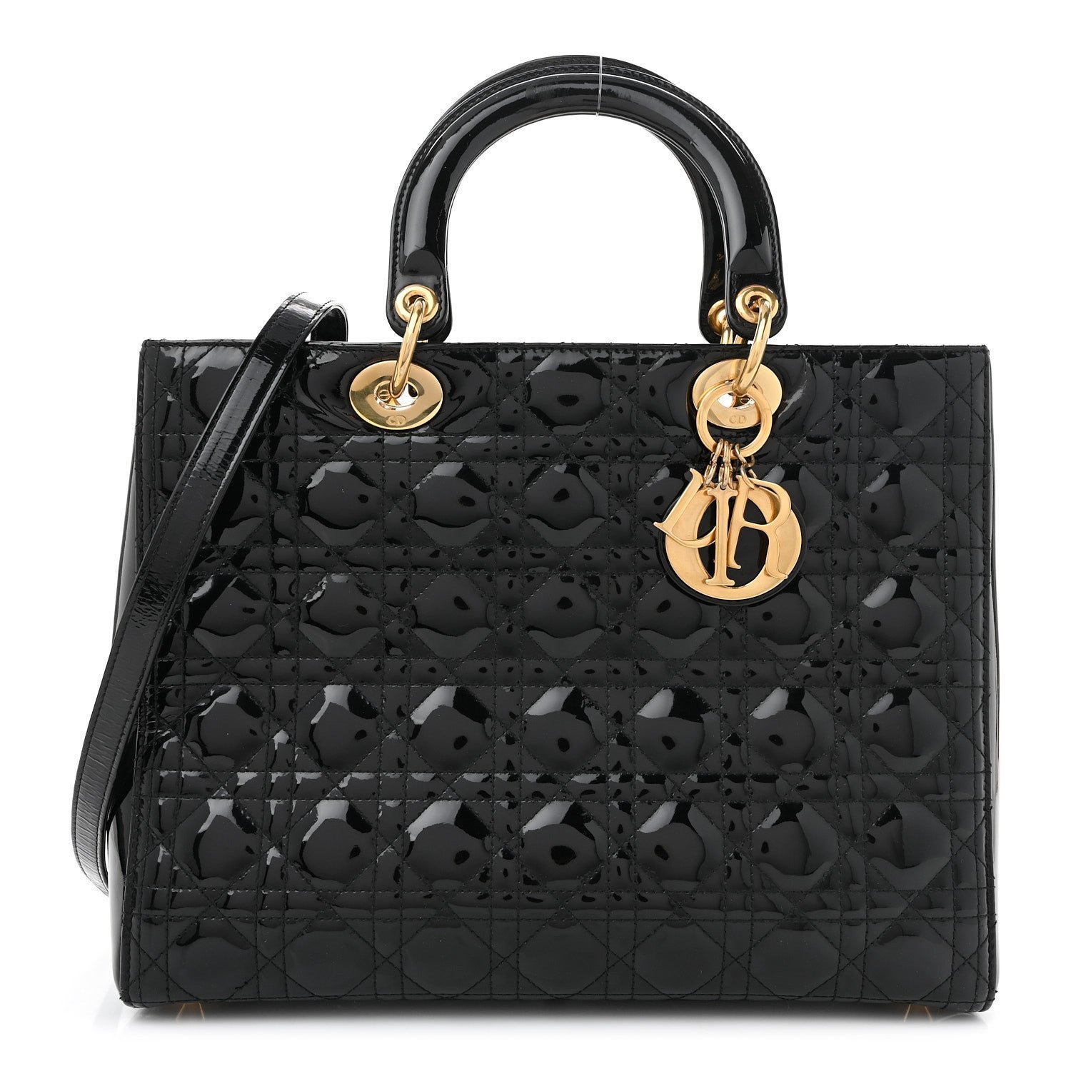 Christian Dior Patent Cannage Large Lady Dior Black