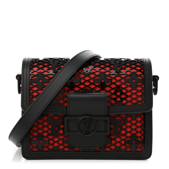Louis Vuitton Patent Calfskin Monogram Lace Dauphine Mini Black