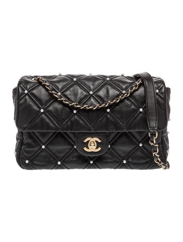 Quilted With Pearls Medium Flap Bag