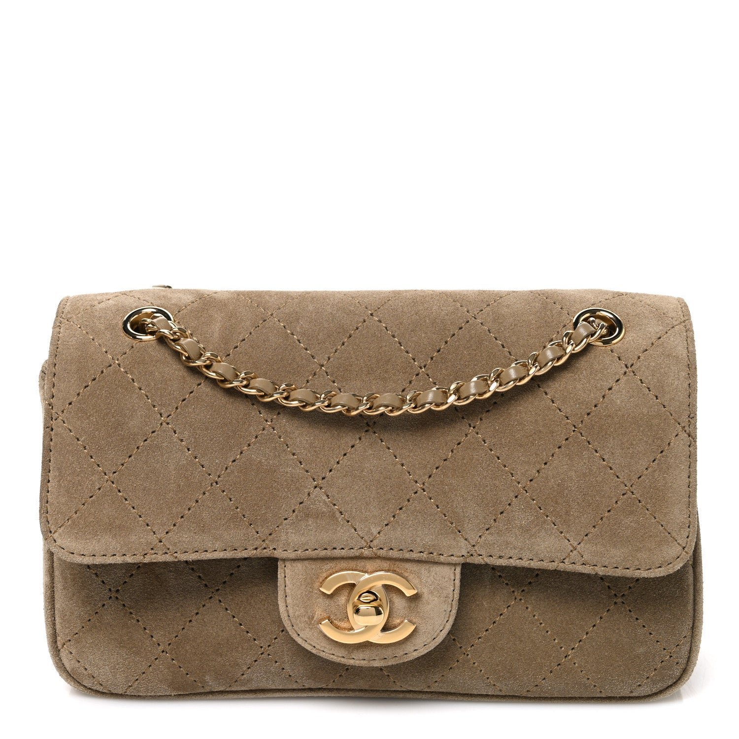 Chanel Suede Calfskin Mini Souplissimo Flap  Dark Beige