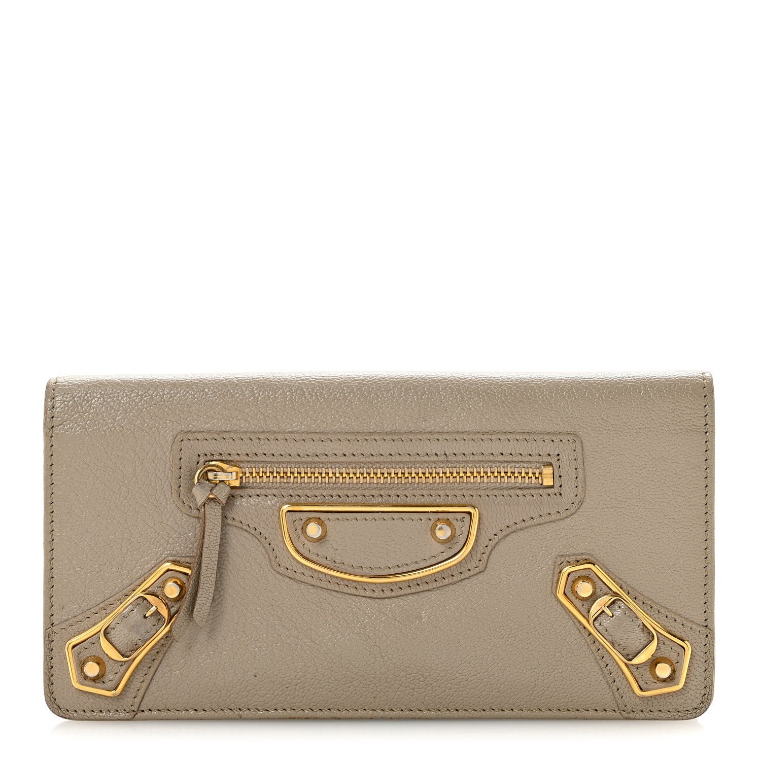 Balenciaga Chevre Gold Metallic Edge Hardware Money Wallet Rose de Sables