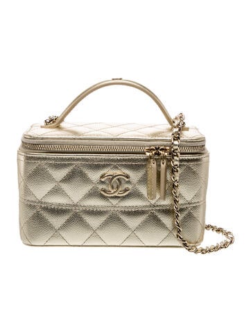 Quilted Caviar Small Vanity Case w/ Chain