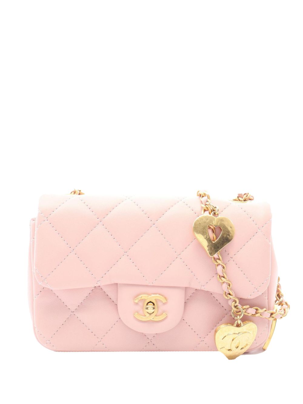 2021-2026 Mini Rectangular Quilted Lambskin Heart Charms Flap crossbody bag